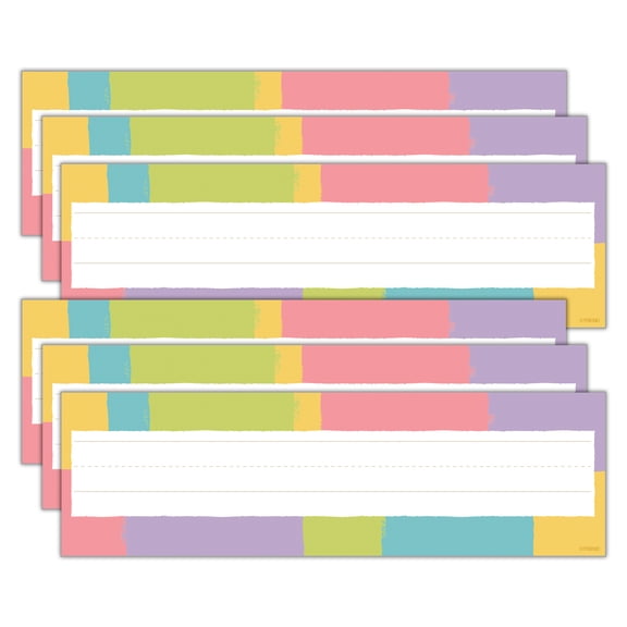 TREND Cheerful Stripes Desk Toppers Name Plates, 36 Per Pack, 6 Packs