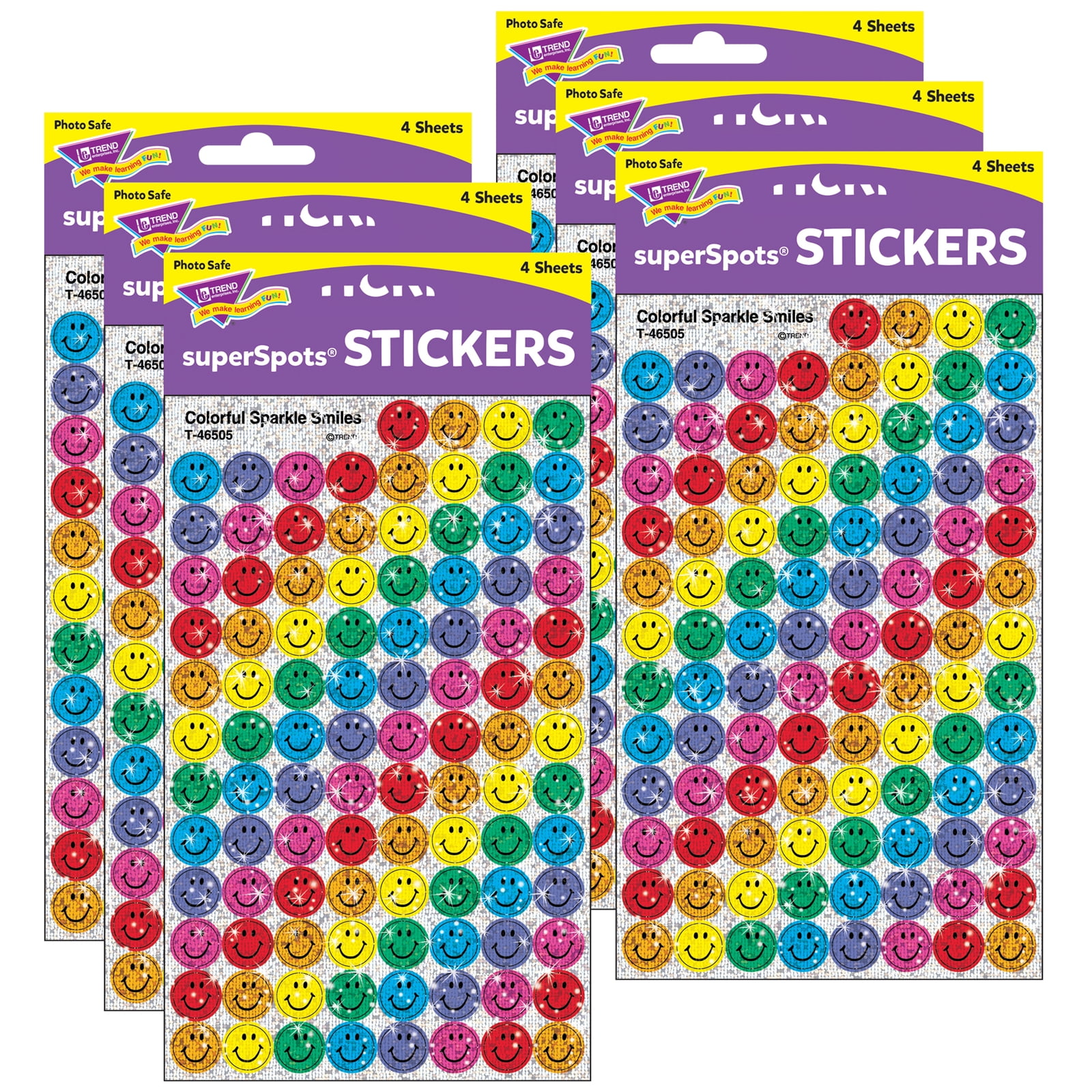 TREND Colorful Smiles superSpots Stickers-Sparkle, 400 Per Pack, 6 Packs