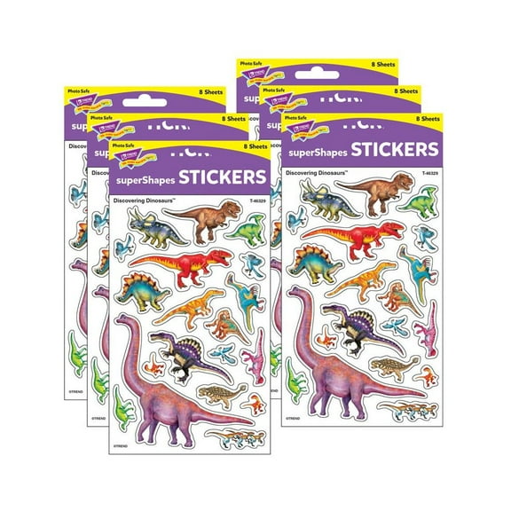 TREND Discovering Dinosaurs superShapes Stickers-Large, 152 Per Pack, 6 Packs