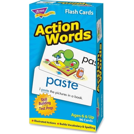 TREND ENTERPRISES: Action Words Skill Drill Flash Cards, Great for Skill Building and Test Prep, Illustrated Actions, Build Vocabulary & Spelling, 96 Cards Included, For Ages 6 and Up