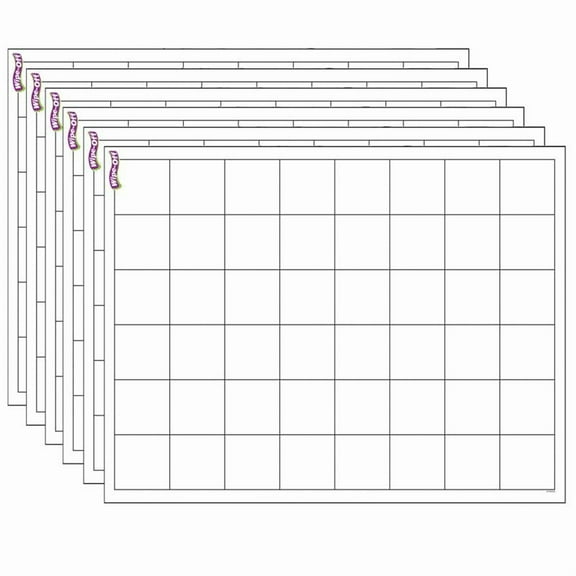 TREND Graphing Grid (Large Squares) Wipe-Off Chart, 17" x 22", Pack of 6