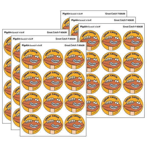 TREND Great Catch/Pigskin Scent Retro Scratch 'n Sniff Stinky Stickers, 24 Per Pack, 6 Packs