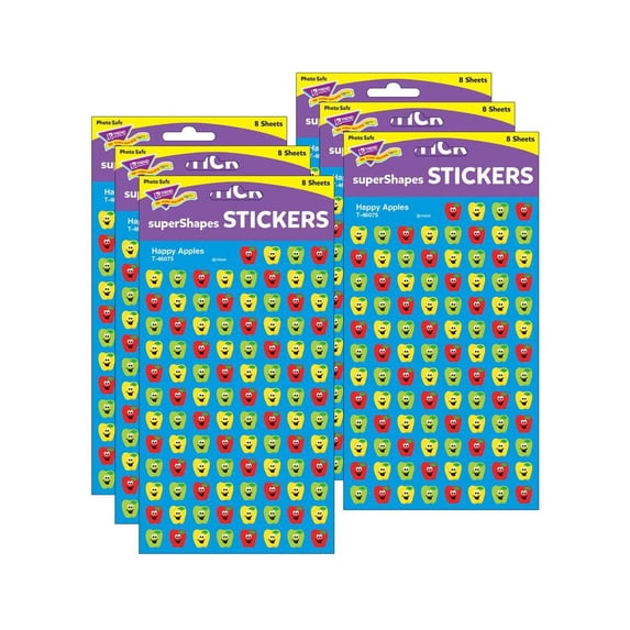 TREND Happy Apples superShapes Stickers, 800 Per Pack, 6 Packs