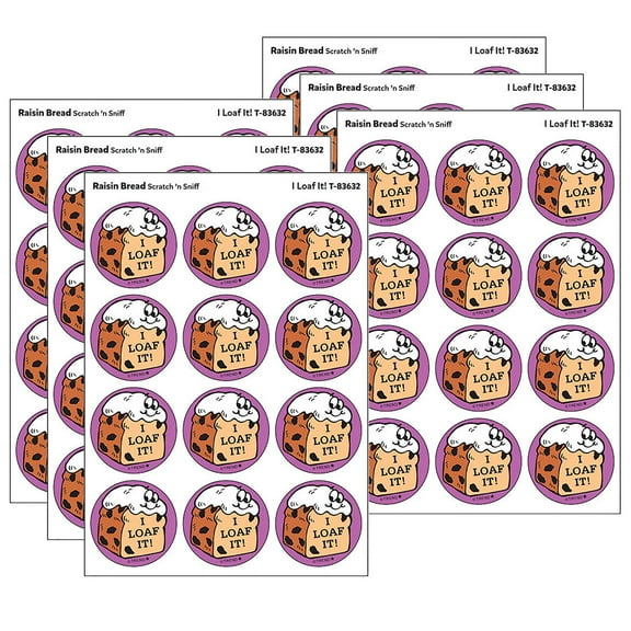 TREND I Loaf It!/Raisin Bread Scent Retro Scratch 'n Sniff Stinky Stickers, 24 Per Pack, 6 Packs