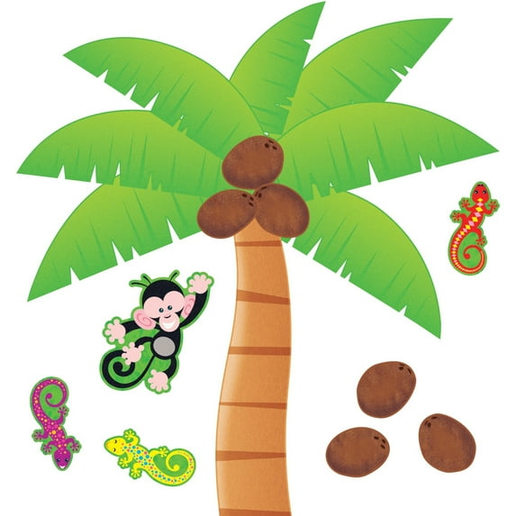 TREND Monkey Mischief Bulletin Board Decorations with Palms, Coconuts, Geckos, Multicolor, 27 Count