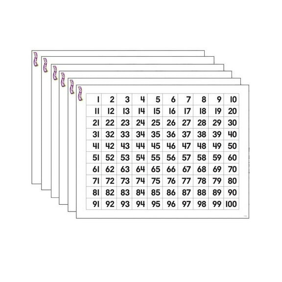 TREND Numbers 1-100 Wipe-Off Chart, 17" x 22", Pack of 6