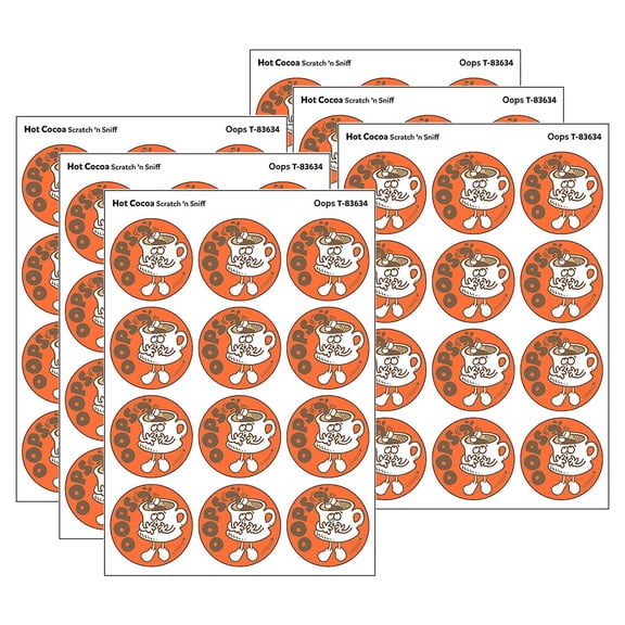 TREND Oops/Hot Cocoa Scent Retro Scratch 'n Sniff Stinky Stickers, 24 Per Pack, 6 Packs