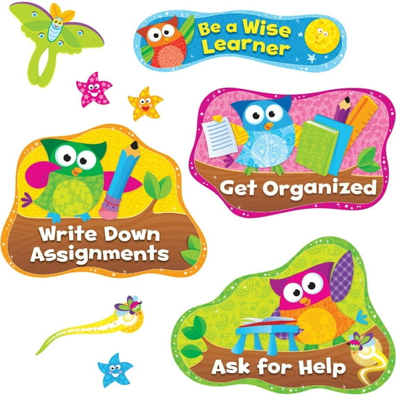 Trend Owl Study Habits Bulletin Board Set, Multicolor, 14 / Set (Quantity)