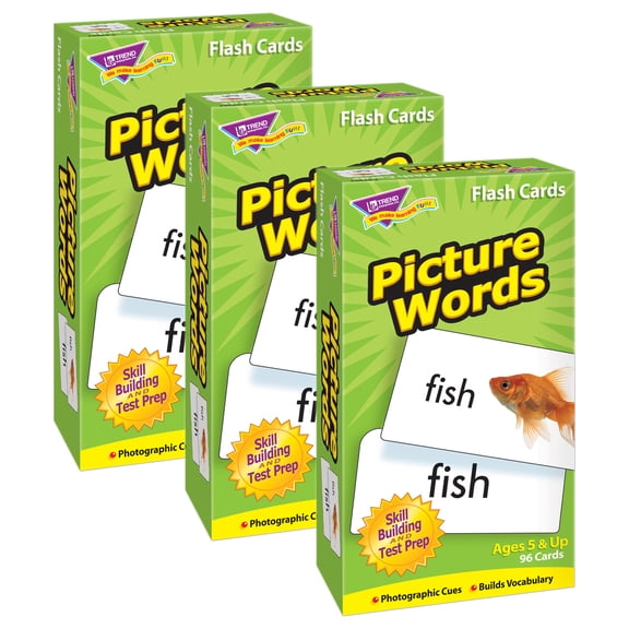 TREND Picture Words Skill Drill Flash Cards, 3 Packs