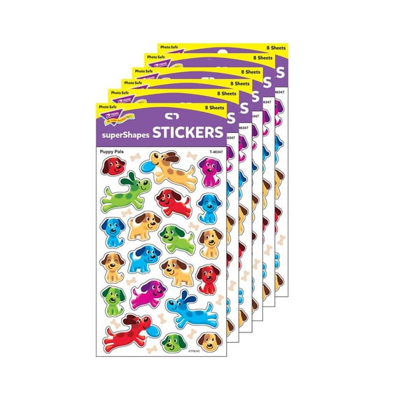 TREND Puppy Pals superShapes Stickers-Large, 160 Per Pack, 6 Packs