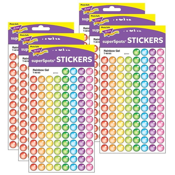 TREND Rainbow Gel superSpots Stickers, 800 Per Pack, 6 Packs