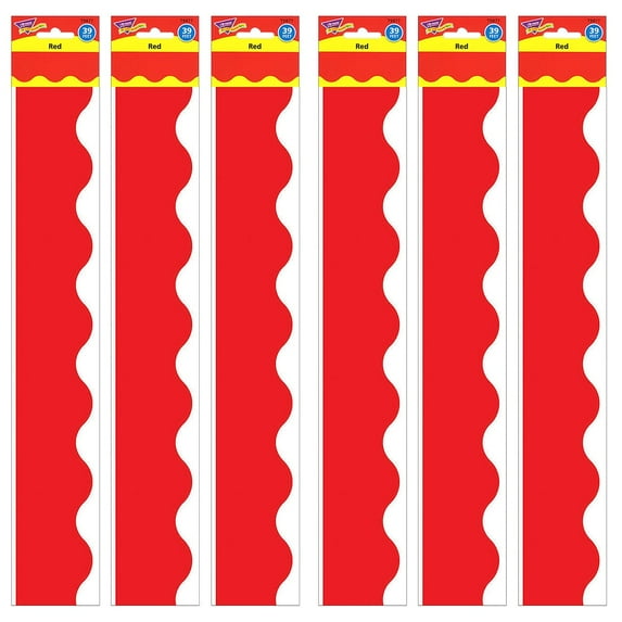 TREND Red Terrific Trimmers, 39 Feet Per Pack, 6 Packs