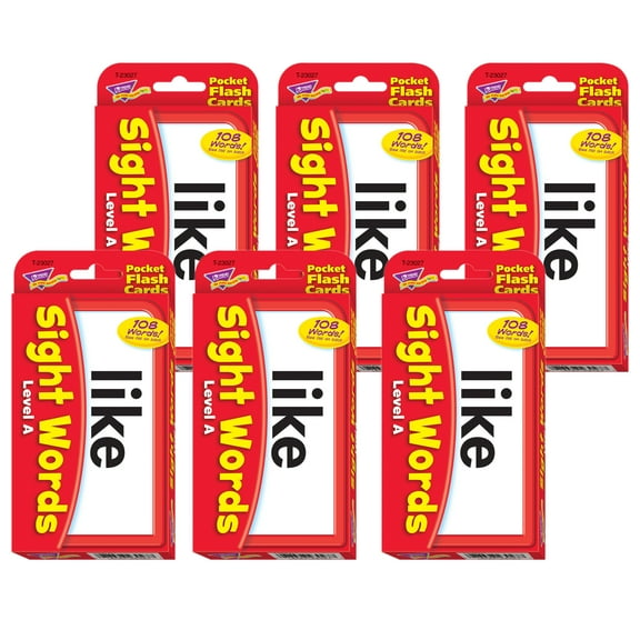 TREND Sight Words Level A Pocket Flash Cards, 6 Packs