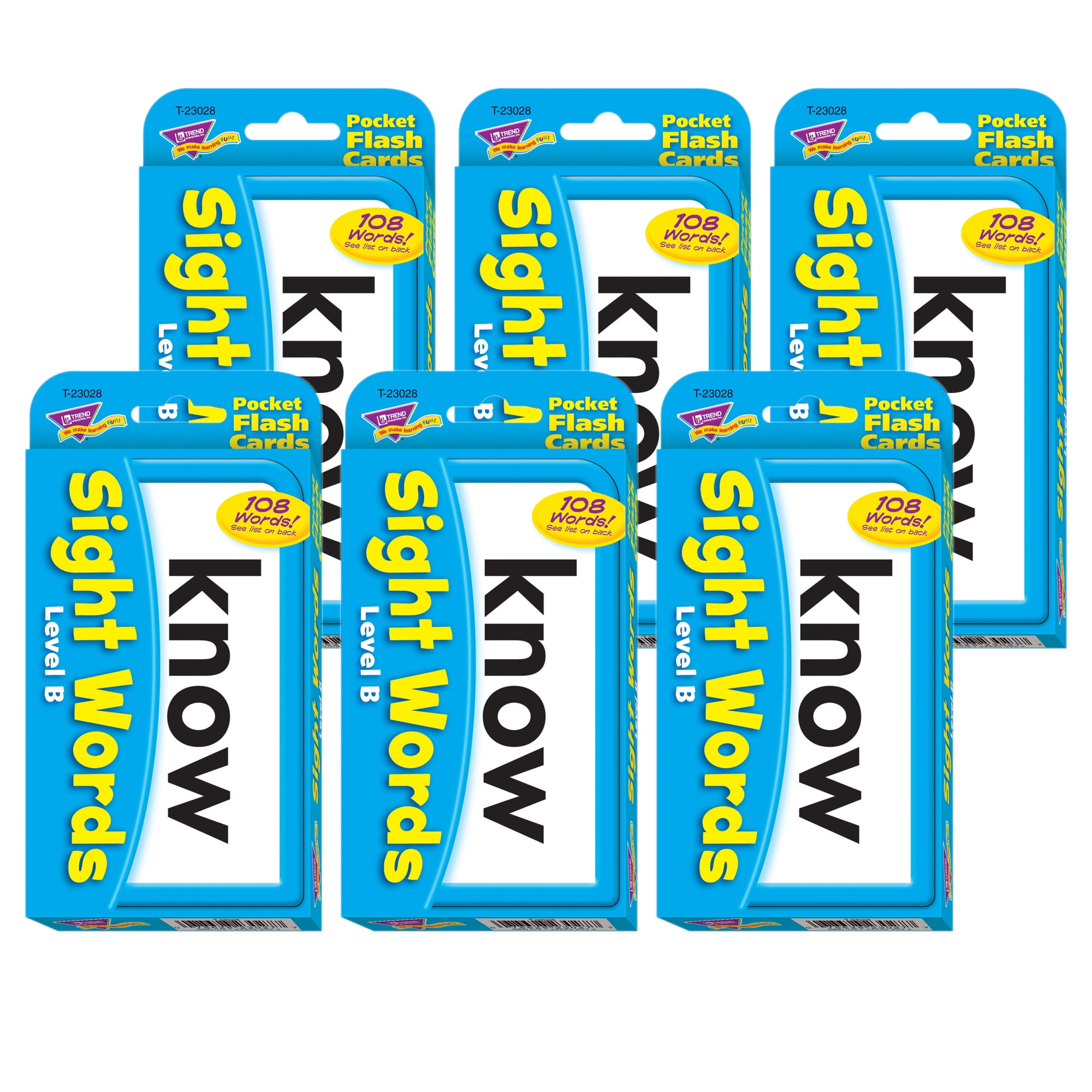 TREND Sight Words – Level B Pocket Flash Cards, 6 Packs - Walmart.com