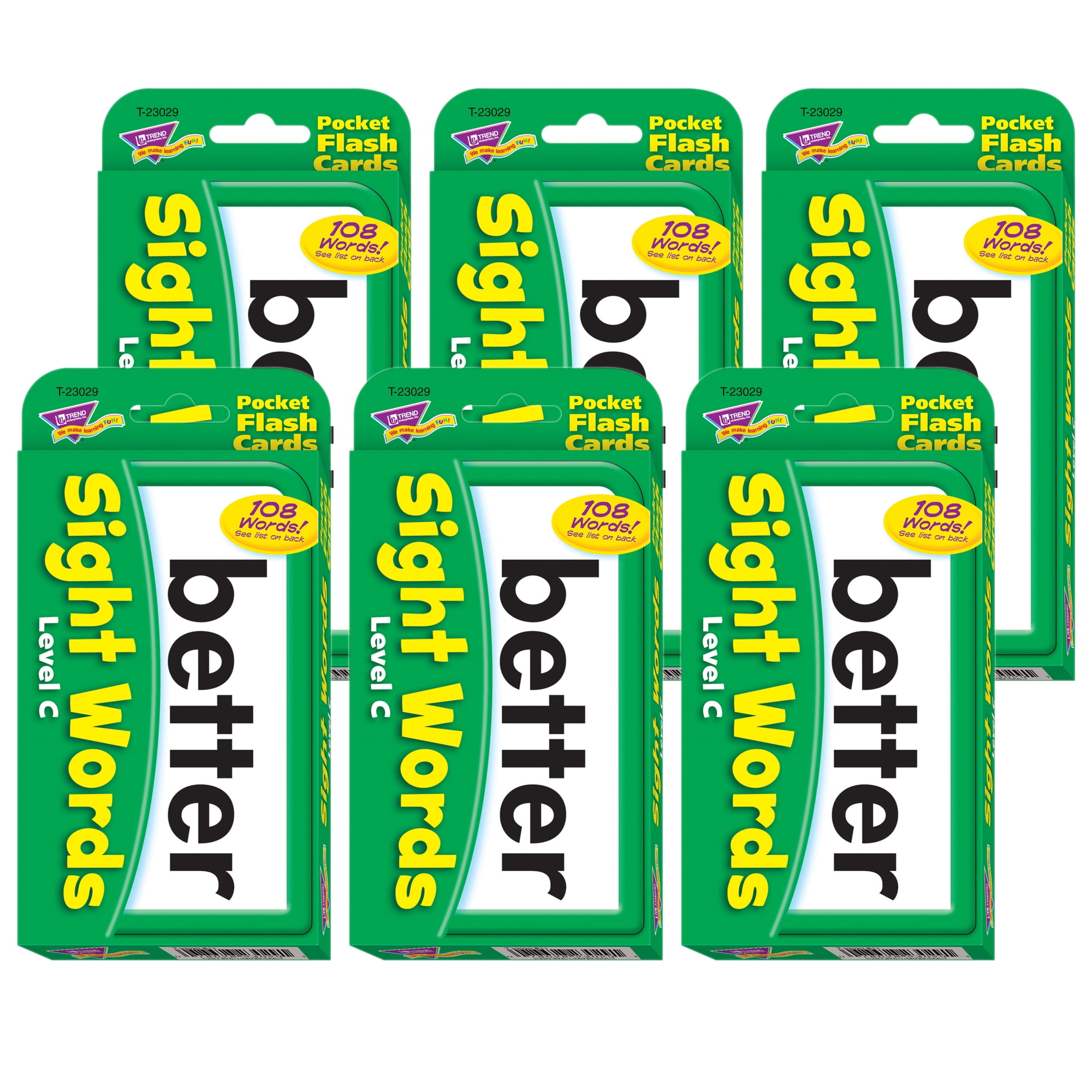 TREND Sight Words – Level C Pocket Flash Cards, 6 Packs - Walmart.com