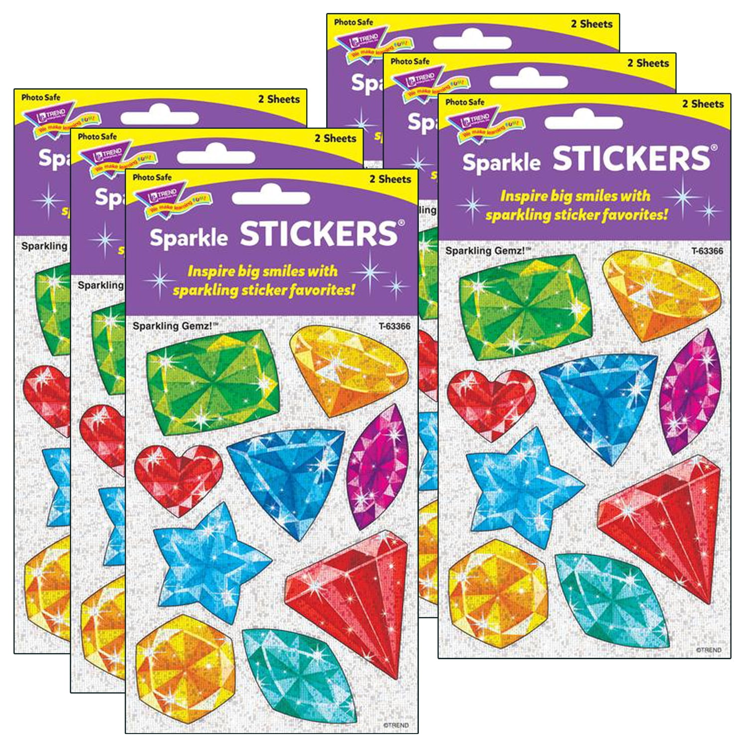TREND Sparkly Stars, Hearts, & Smiles Sticker Pad, 336 Stickers