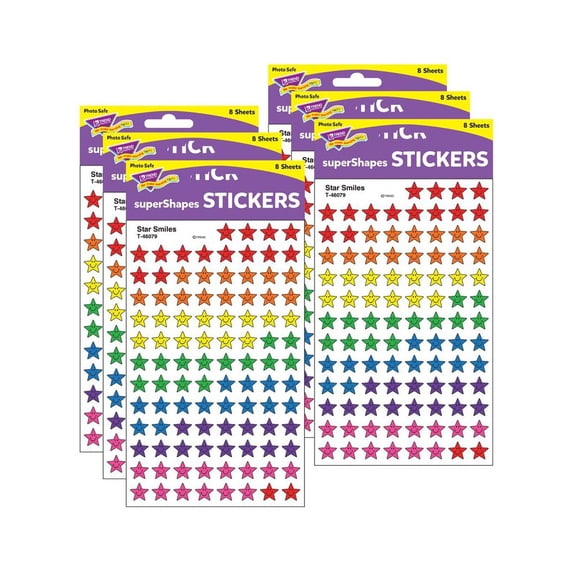 TREND Star Smiles superShapes Stickers, 800 Per Pack, 6 Packs