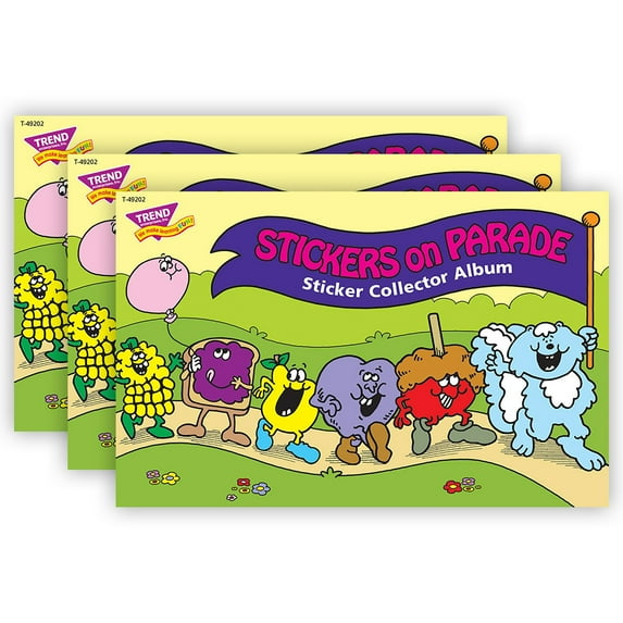 TREND Stickers on Parade Sticker Collector Album, 16 Pages, 8.5" x 5.5", Pack of 3
