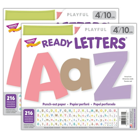 TREND Summer Morning 4" Playful Combo Ready Letters, 216 Pieces Per Pack, 2 Packs