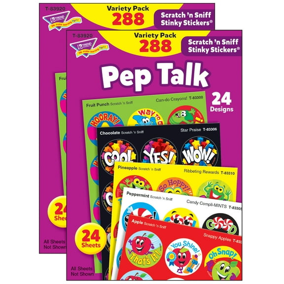 TREND, TEP83920, Pep Talk Scratch 'n Sniff Stinky Stickers, 288 / Pack, Multicolor
