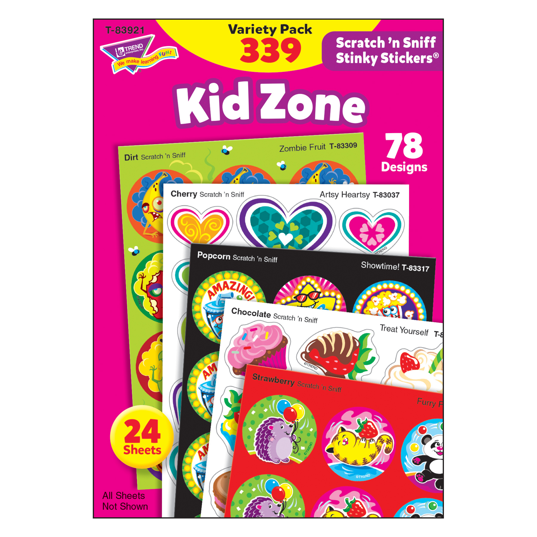 TREND, TEP83921, Kid Zone Scratch 'n Sniff Stinky Stickers, 339 / Pack, Multicolor