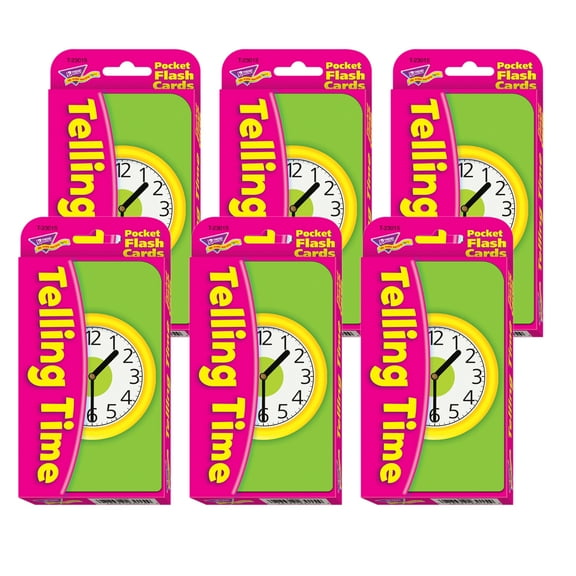 TREND Telling Time Pocket Flash Cards, 6 Packs