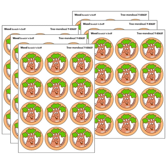 TREND Tree-mendous!/Wood Scent Retro Scratch 'n Sniff Stinky Stickers, 24 Per Pack, 6 Packs
