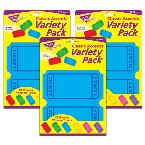 TREND Winning Tickets Classic Accents Variety Pack, 72 Per Pack, 3 Packs