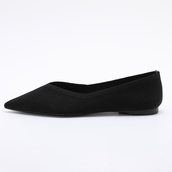 TRENDIN MODE Knit Pointed-Toe Flats - Breathable Slip-On Ballet Shoes for Women