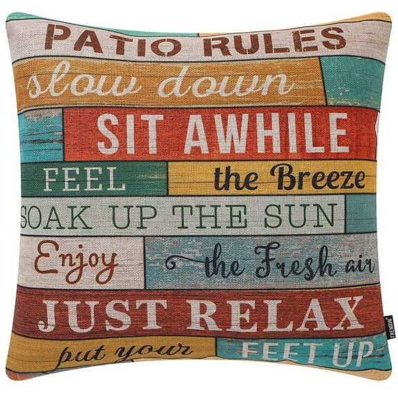 TRENDIN Patio Rules Throw Pillow Cover Square Pillowcase 18x18 inch PL574TR