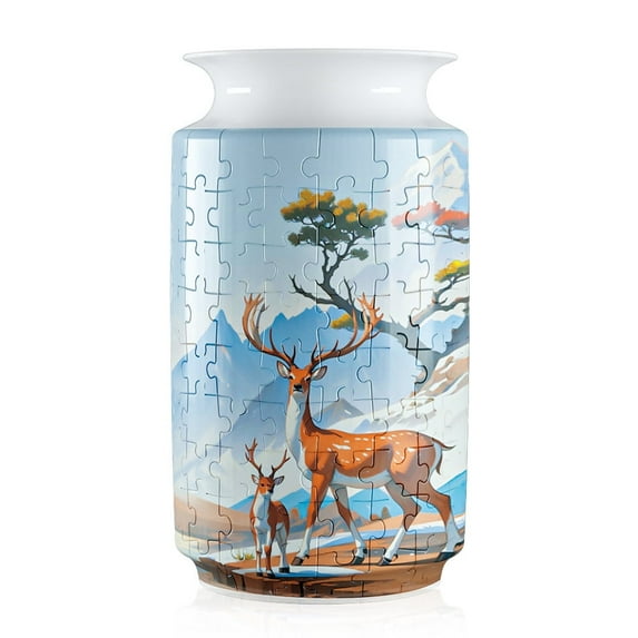 CONUSEA 3D Puzzle Vases,Unique Flower Vase with 162 Pieces 3D Puzzle,Christmas Gifts,for Housewarming for Flower Arrangements & Home Decoration(Deer)