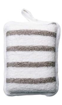 TRENDY bath sponge made of hemp and terry cloth white beige striped ...