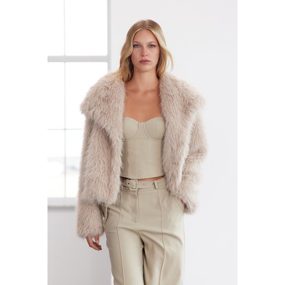 TRENDYOLMİLLA Women's Beige Plain Long Oversize Winter Jackets