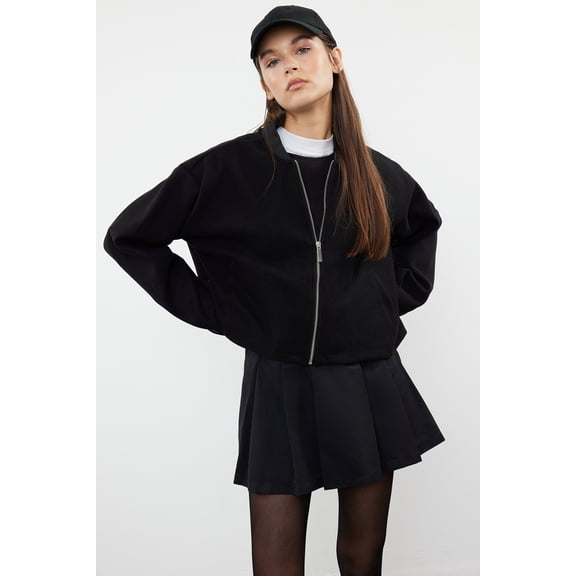 TRENDYOLMİLLA Women's Black Plain Long Oversize Winter Jackets