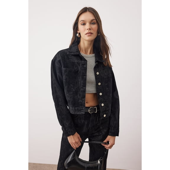 TRENDYOLMİLLA Women's Black Plain Long Regular fit Jackets