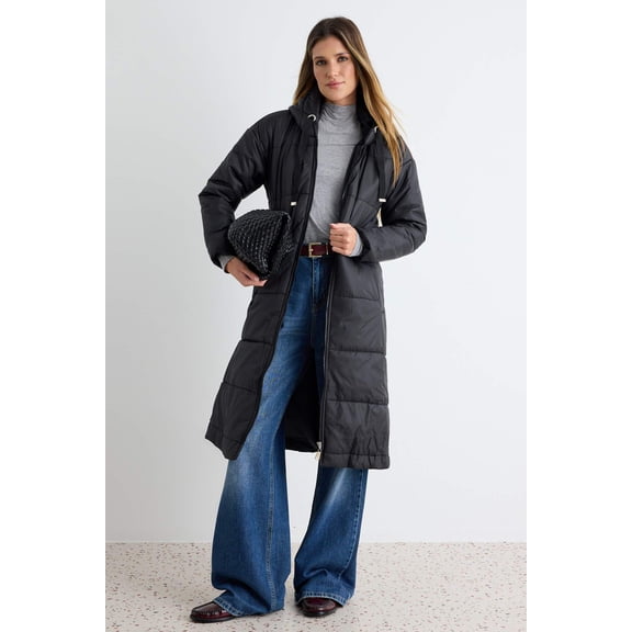 TRENDYOLMİLLA Women's Black Plain Long Regular fit Winter Jackets