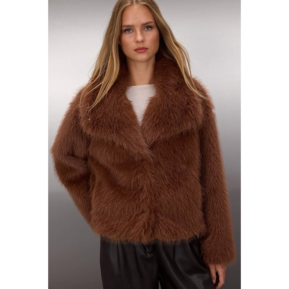 TRENDYOLMİLLA Women's Brown Plain Long Oversize Winter Jackets