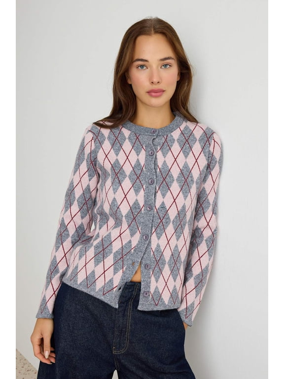 TRENDYOLMİLLA Women's Diamond pattern Long Regular fit Cardigans