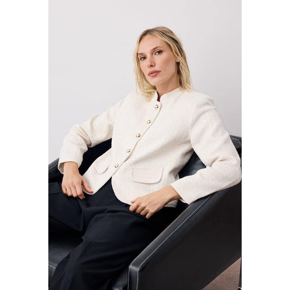 TRENDYOLMİLLA Women's Ecru Plain Long Fitted Jackets