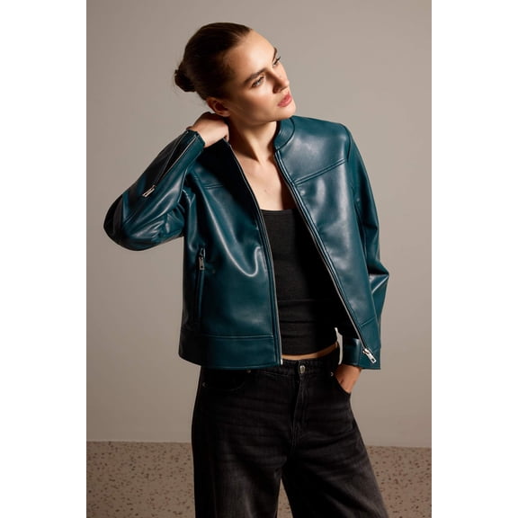 TRENDYOLMİLLA Women's Green Plain Long Fitted Winter Jackets