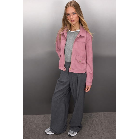 TRENDYOLMİLLA Women's Pink Plain Long Regular fit Winter Jackets