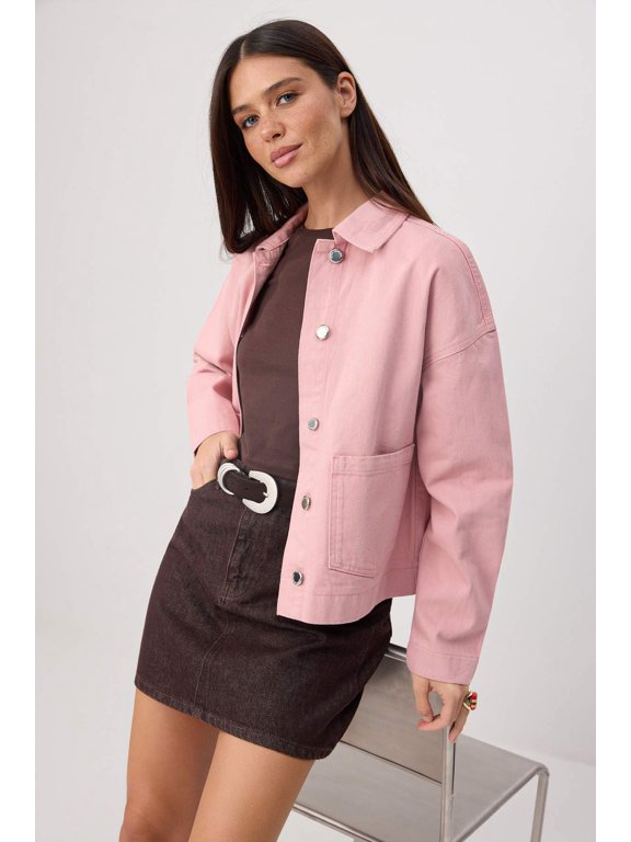 TRENDYOLMİLLA Women's Pink Plain Three-Quarter Sleeve Oversize Jackets