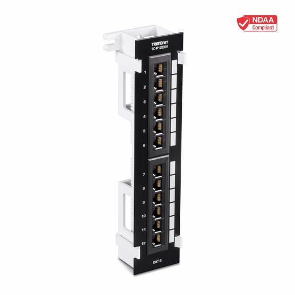 TRENDnet 12-Port Cat6 Unshielded Wall Mount Patch Panel w/ Included 89D Bracket