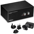 thumbnail image 1 of TRENDnet 2-Port Dual Monitor DisplayPort KVM Switch with Audio, TK-240DP, 2-Port USB 2.0 Hub, 4K UHD Resolutions Up to 3840 x 2160, Connect Two DisplayPort Monitors, Dual Monitor 2 Port KVM Switch, 1 of 10
