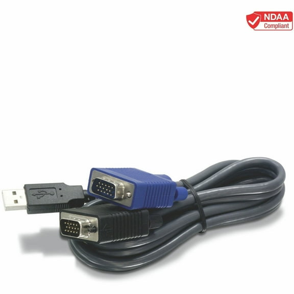 TRENDnet 2-in-1 USB VGA KVM Cable, TK-CU10, VGA/SVGA HDB 15-Pin Male to Male, USB 1.1 Type A, 10 Feet (3.1m), Connect Computers with VGA and USB Ports, USB Keyboard/Mouse Cable & Monitor Cab