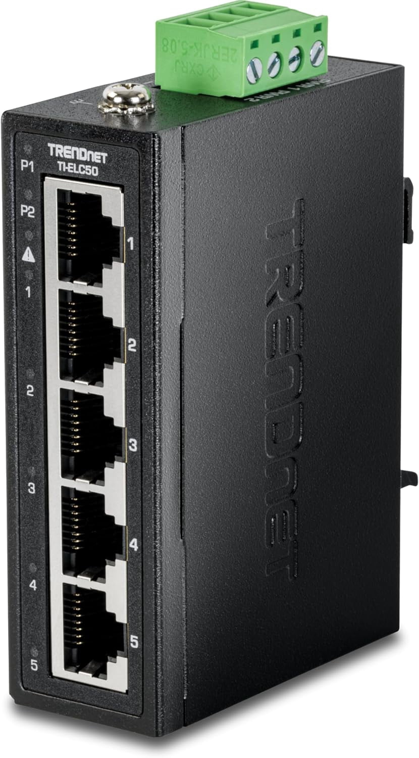 TRENDnet TI-ELC50,5-Port Industrial Fast Ethernet DIN-Rail Mini Switch
