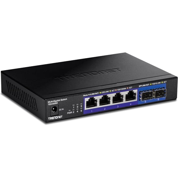 TRENDnet 6-Port Multi-Gig Network Switch, Unmanaged Desktop Ethernet Switch with Metal Housing, Black
