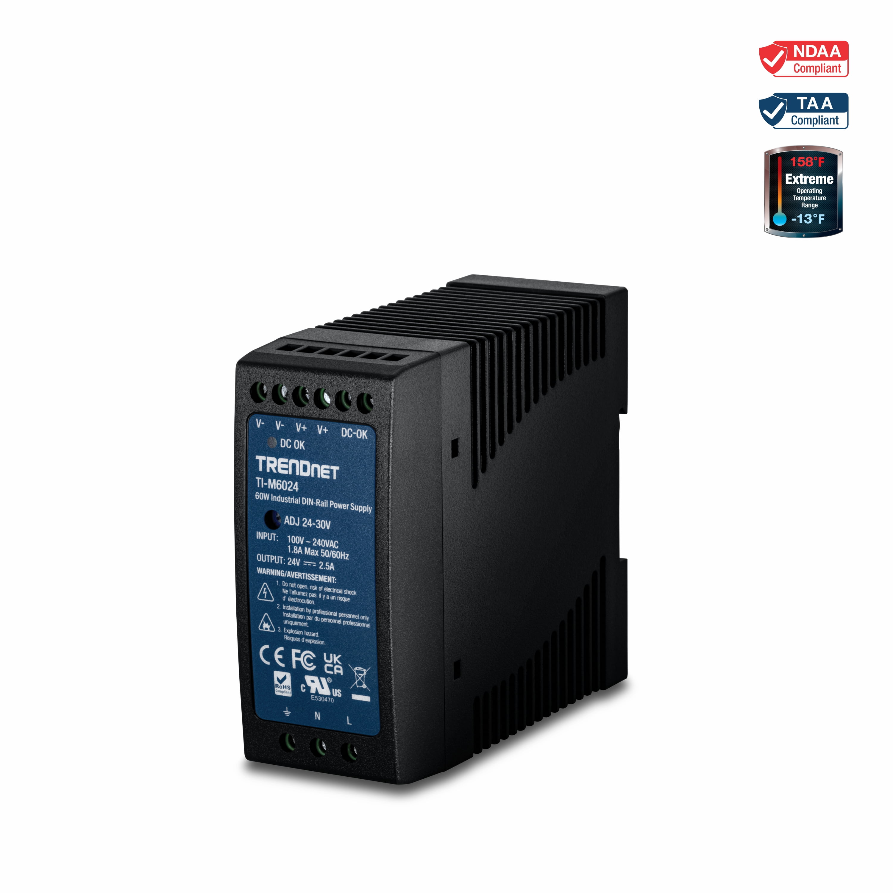 TRENDnet TI-M6024 60W Industrial DIN-Rail Power Supply