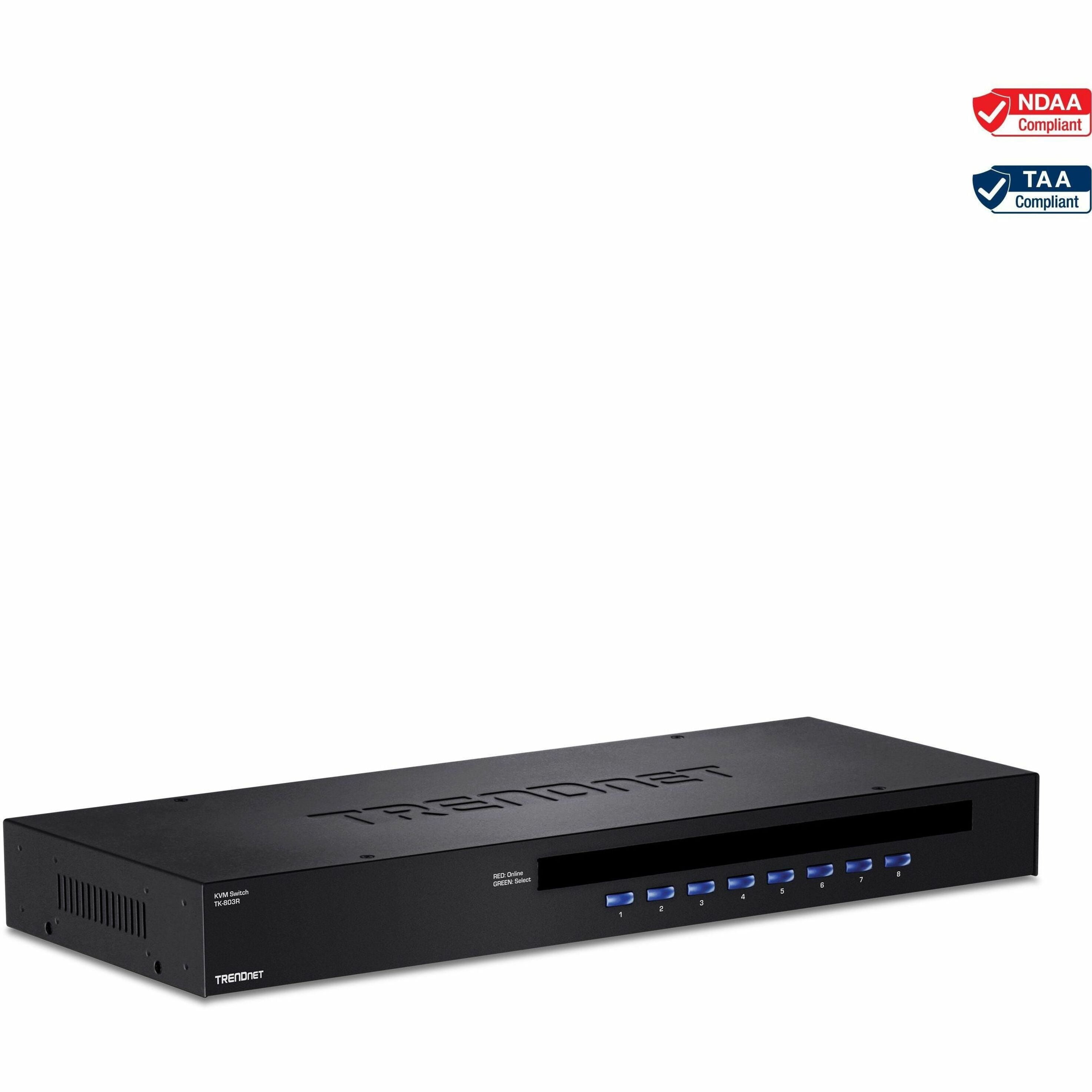 TRENDnet 8-Port USB/PS2 Rack Mount KVM Switch, TK-803R, VGA & USB ...
