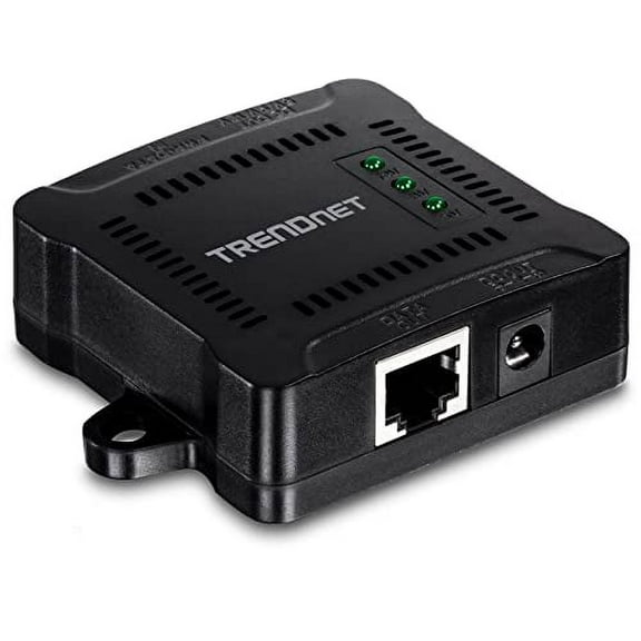 TRENDnet Gigabit PoE Splitter, 1 x Gigabit PoE Input Port, 1 x Gigabit Output Port, Up to 100m (328 ft), Supports 5V, 9V, 12V Devices, 802.3af PoE Compatible, PoE Powered, Black, TPE-104GS